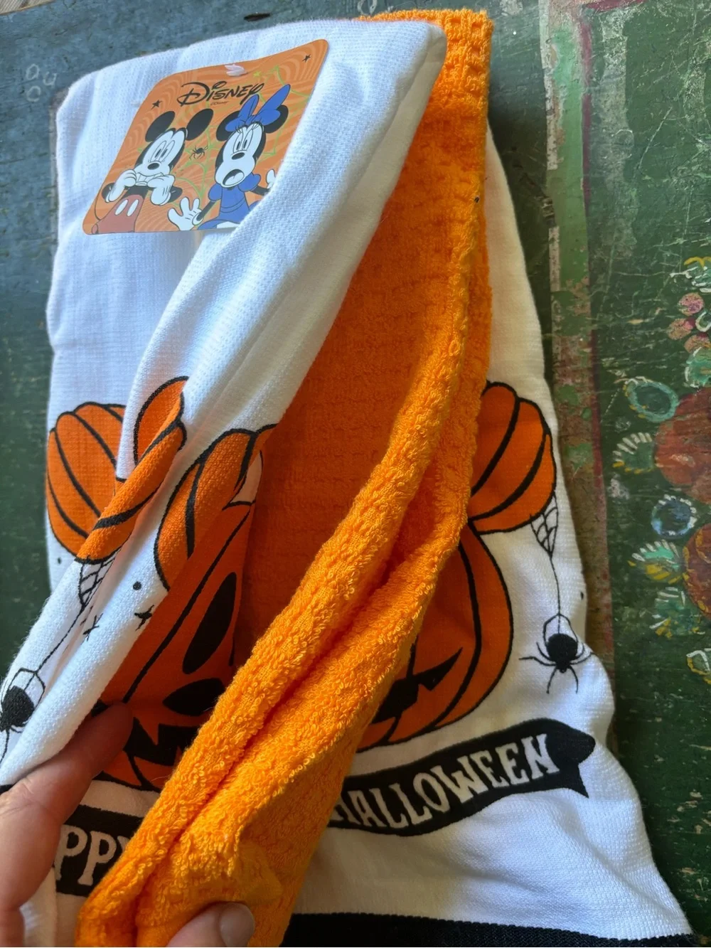 Disney Mickey Pumpkin Happy Halloween Kitchen Towel Set of 3 NWT